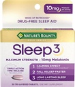 Naturens Bounty Melatonin, Sleep3 Maksimal styrke 100% Drug Free Sleep Aid, L- Theanine & Nighttime Herbal Blend Time Release Technology, 10mg, 30 Tri- Layed Tablets