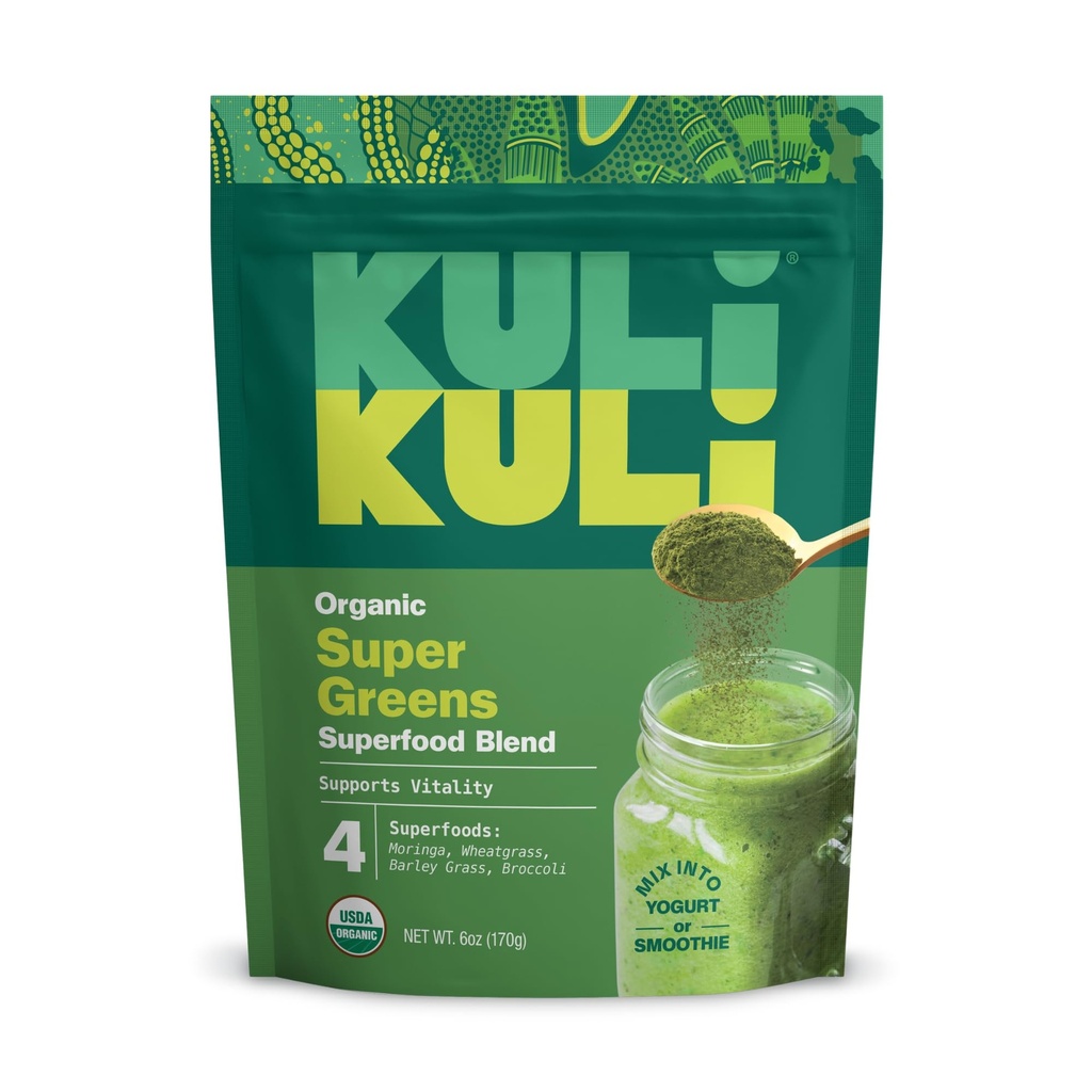 Kui Kui Green Power [6 oz] - Super Green Powder - Nutrient Dense Moringa, Wheatgrass, Broccoli & Barley Grass Blend - 100% Plant Based Organic Superfood Posder Sourced from Remote Farms