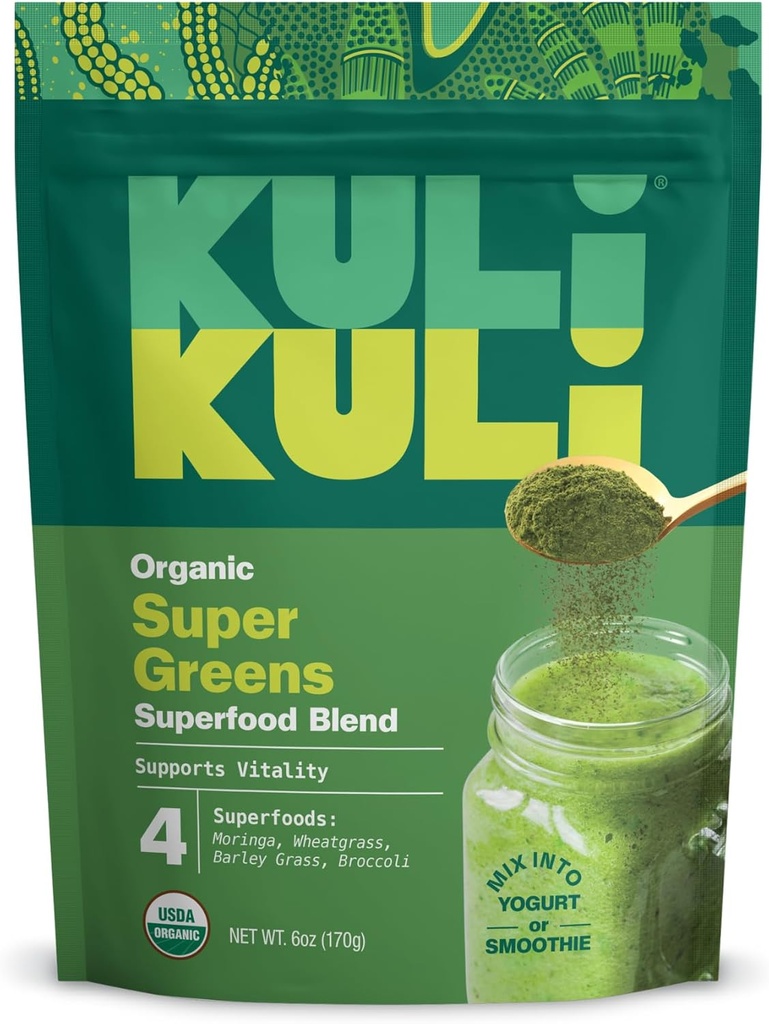 Kui Kui Green Power [6 oz] - Super Green Powder - Nutrient Dense Moringa, Wheatgrass, Broccoli & Barley Grass Blend - 100% Plant Based Organic Superfood Posder Sourced from Remote Farms