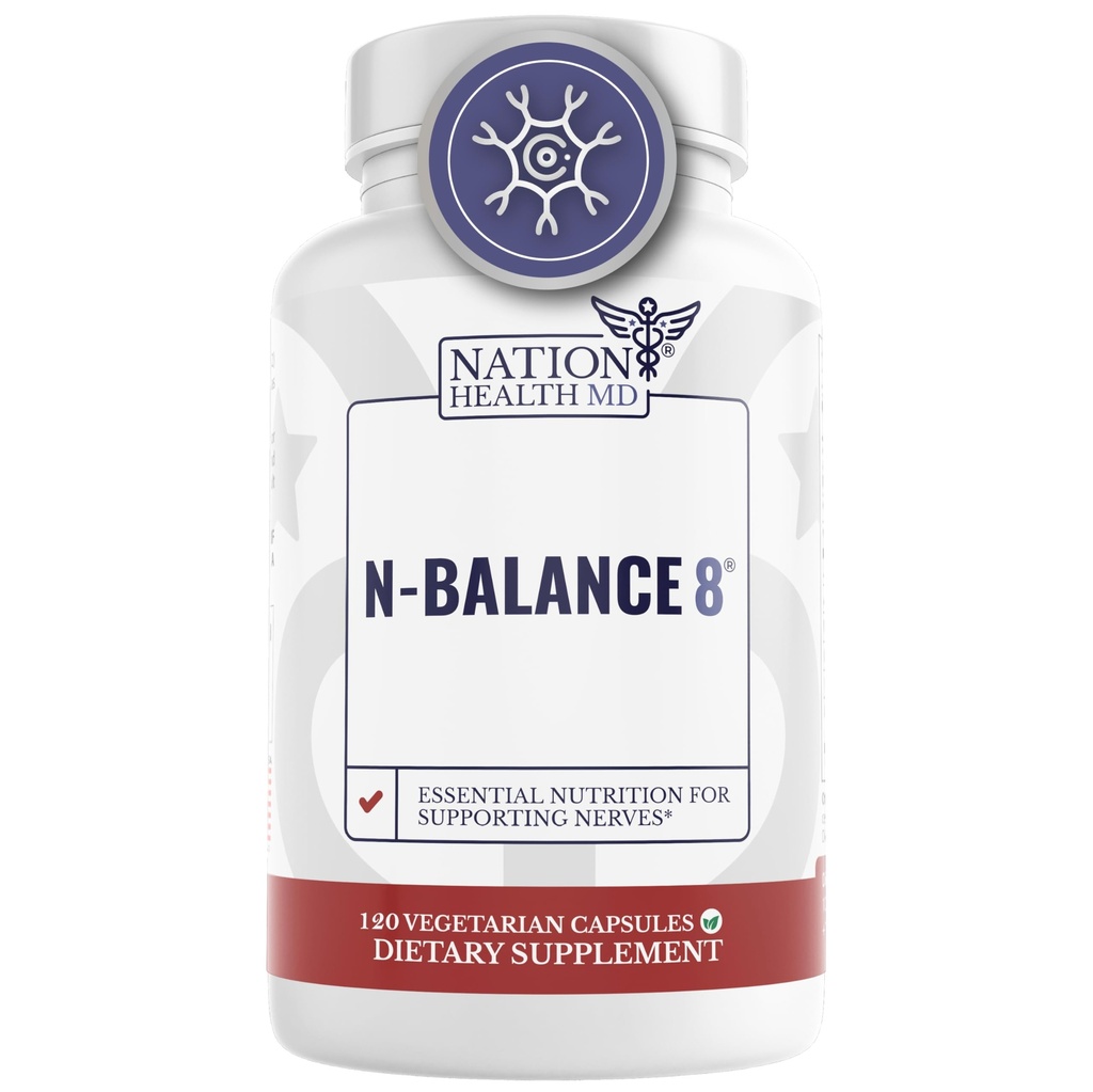 N-Balance8 - Nerve Support Formel - Nerve Support Supplement med Alpha Lipoic Acid, Benfotiamin og ALA - Nerve Sundhed Kosttilskud til mænd og kvinder, 60 Kapsler
