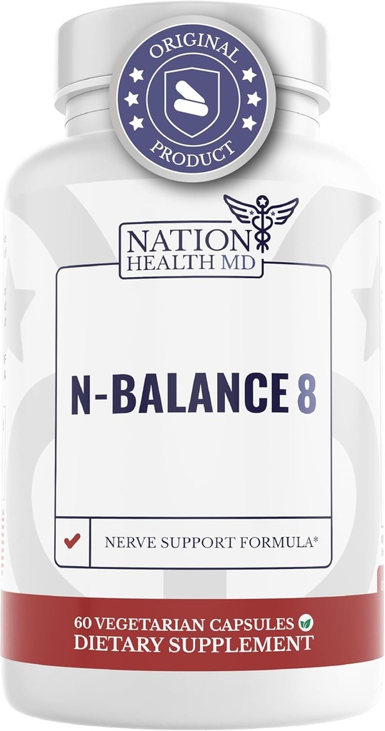 N-Balance8 - Nerve Support Formel - Nerve Support Supplement med Alpha Lipoic Acid, Benfotiamin og ALA - Nerve Sundhed Kosttilskud til mænd og kvinder, 60 Kapsler