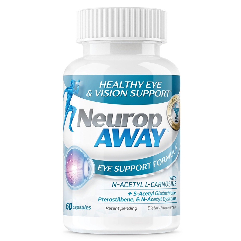NeuropAWAY Eye Support 60CT med Lutein N- Acetyl L- Carnosine S- Acetyl Glutathion N- Acetyl Cystiene Pterostilbene Lycopene Zeaxanthin til støtte Sund Vision, Hjælper Blurry og tørre øjne