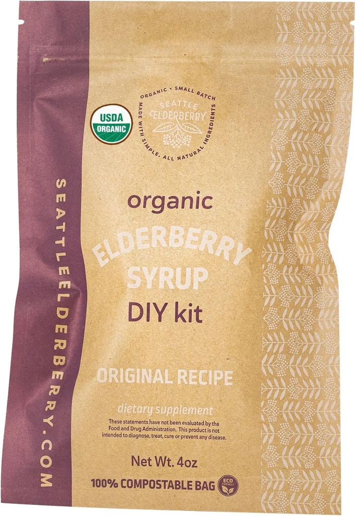 Syrup gør det selv Kit - gøre din egen lækker, Gluten- Free Herbal Supplement Syrup med potent immunforsvar fordele, Indeholder kun økologiske ingredienser lavet i små batches i USA - 4oz