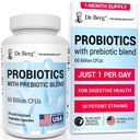 Dr. Berg Probiotisk tillæg (60 milliarder CFU 'er) - Hjælper med at lette ved tilfælde af obstipation, diarré, gas og bloating * - Præ- og probiotika til fordøjelsessygdomme - 30 Probiotiske kapsler