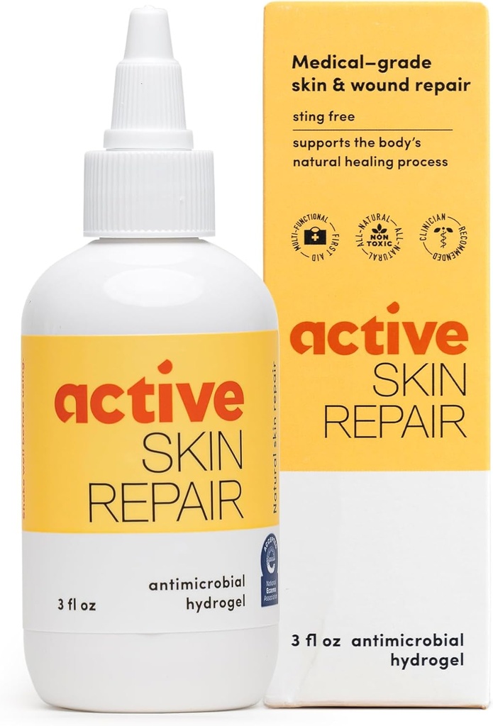 Active Skin Reparation Førstehjælp Healing Skin Hydrogel - Natural & Non- Toxic Repair Salve med Hypochlorus Acid til Mindre Cuts, Sår, Scrapes, Udslæt, Solforbrændinger, & Mere, 3 oz