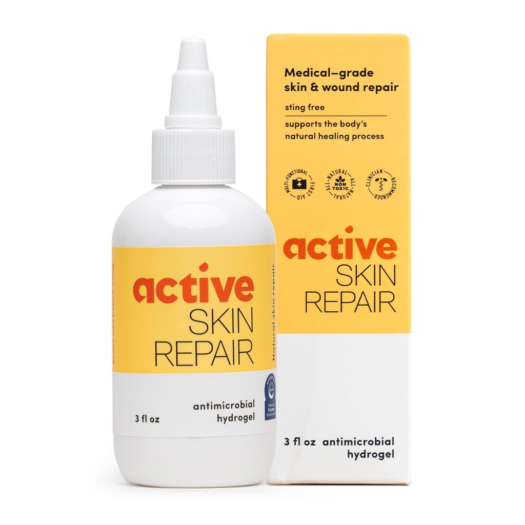 Active Skin Reparation Førstehjælp Healing Skin Hydrogel - Natural & Non- Toxic Repair Salve med Hypochlorus Acid til Mindre Cuts, Sår, Scrapes, Udslæt, Solforbrændinger, & Mere, 3 oz