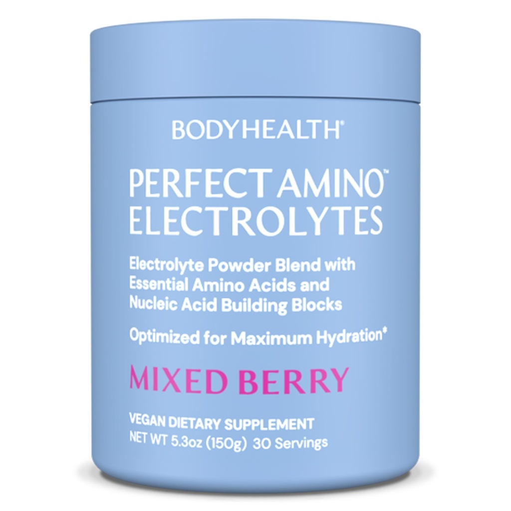 BodyHealth PerfectAmino Electrolytes Powder No Sugar, Keto Sugar Free Fasting Electrolytes Drink Mix, Hydration Powder with Trace Minerals - Blandede bær - 30 Servering
