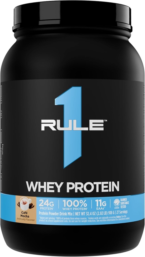 Regel 1 Whey Protein - 24g Fast- Actioning Protein fra All- Whey Kilder med naturligt occurering EAA & BCAA for workout Recovery eller Anytime Use (2 pounds *, Café Mocha)