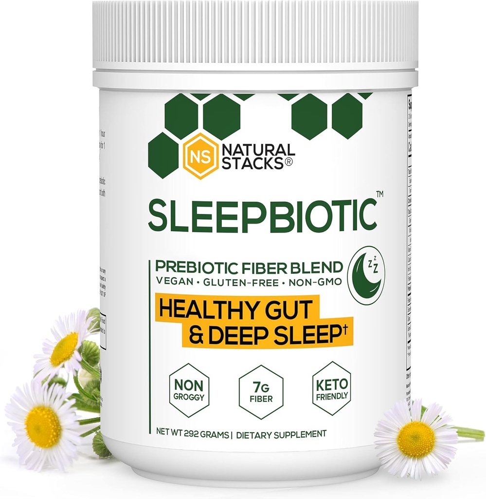 SleepBiotic Prebiotic Fiber Blend - Prebiotic Fiber Powder w / German Chamomile & Green Banana Flour - Prebiotic Powder Fiber Supplement for Sund Gut 292g [20 Servering]