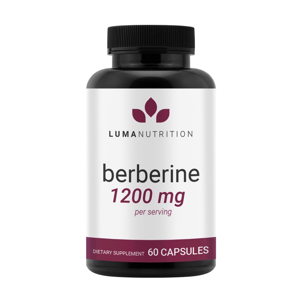 Luma Nutrition Berberine Supplement - Berberine HCL 1200mg Per Serving - Vegan, Gluten Free, Non- GMO - 60 kapsler