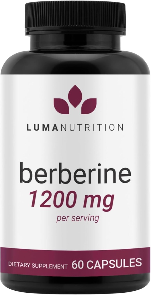 Luma Nutrition Berberine Supplement - Berberine HCL 1200mg Per Serving - Vegan, Gluten Free, Non- GMO - 60 kapsler