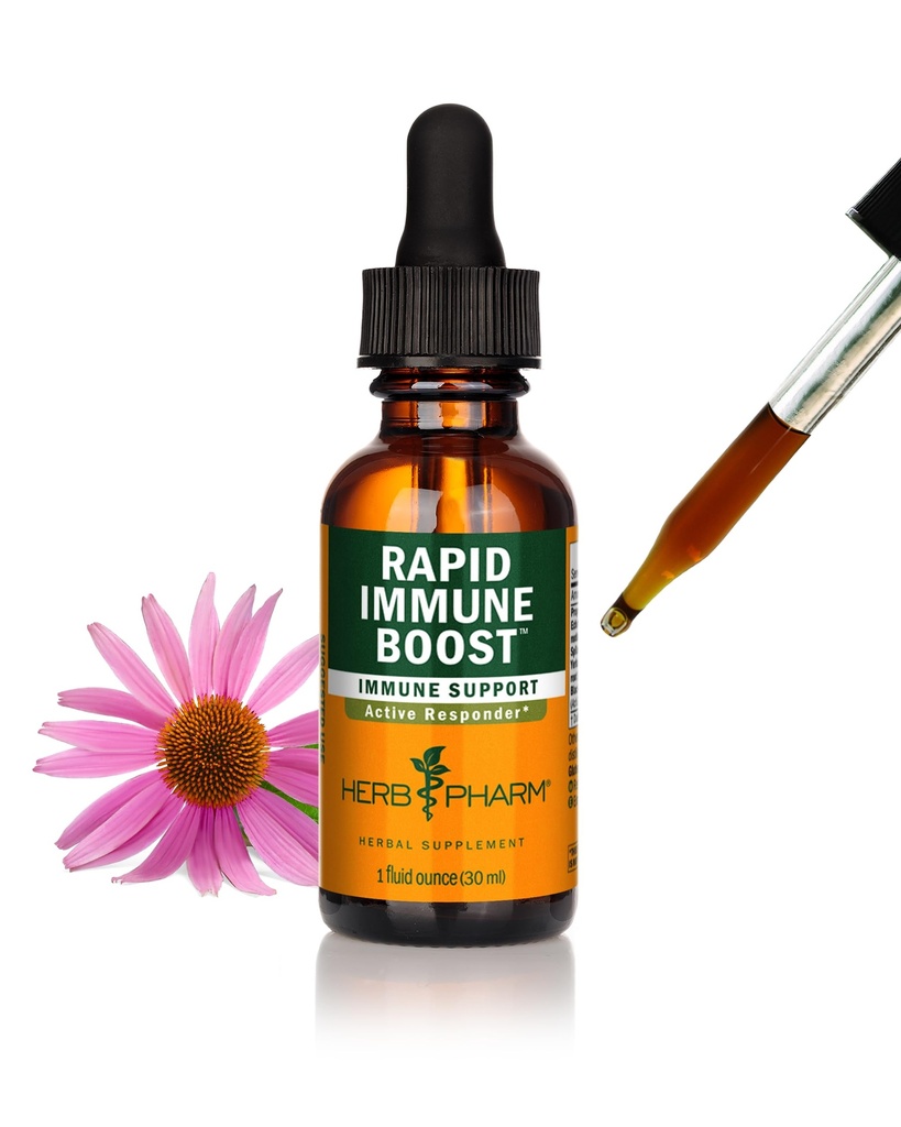 Herb Pharm Organic Rapid Immunitet Boost: Fast- Absorbing Tinktur for voksne, Echinacea tinktur med Goldenseal, Ginger Extract & Elderberry, Immunitet Support & Wellness Aid, 1 Oz
