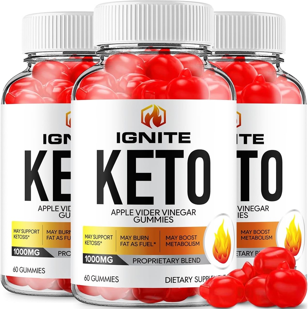 (3 Pack) Ignite Keto ACV Gummies - Advanced Formel Ignite Keto Plus ACV Gummies Apple Cider Vincious Ignite ACV Kosttilskud (180 Gummies)