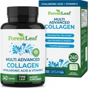 ForestLeaf Multi Collagen piller - Collagen Mænd & Collagen Kvinder - Hydrolyseret Collagen kosttilskud med C-vitamin & hyaluronsyre - Collagen kapsler til hår, hud og negle (240 Peptid kapsler)