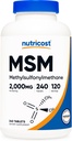 Nutricost MSM Tablets (Methylsulfonylmethan) 2000mg Per Servering, 120 Servering, 240 Tablets - Non-GMO og Gluten Free