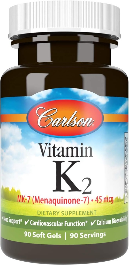 Carlson Labs Vitamin K2- 7 45 MCG Mineral supplement Softgels, 90 Greve