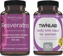 Reserveage Beauty Resveratrol 500 mg - Sustained- Release Trans- Resveratrol - Vegan Antioxidant Supplement for hjerne & hjerte sundhed 60 Kapsler & Twinlab TWL Women 's Daily One 60 ct