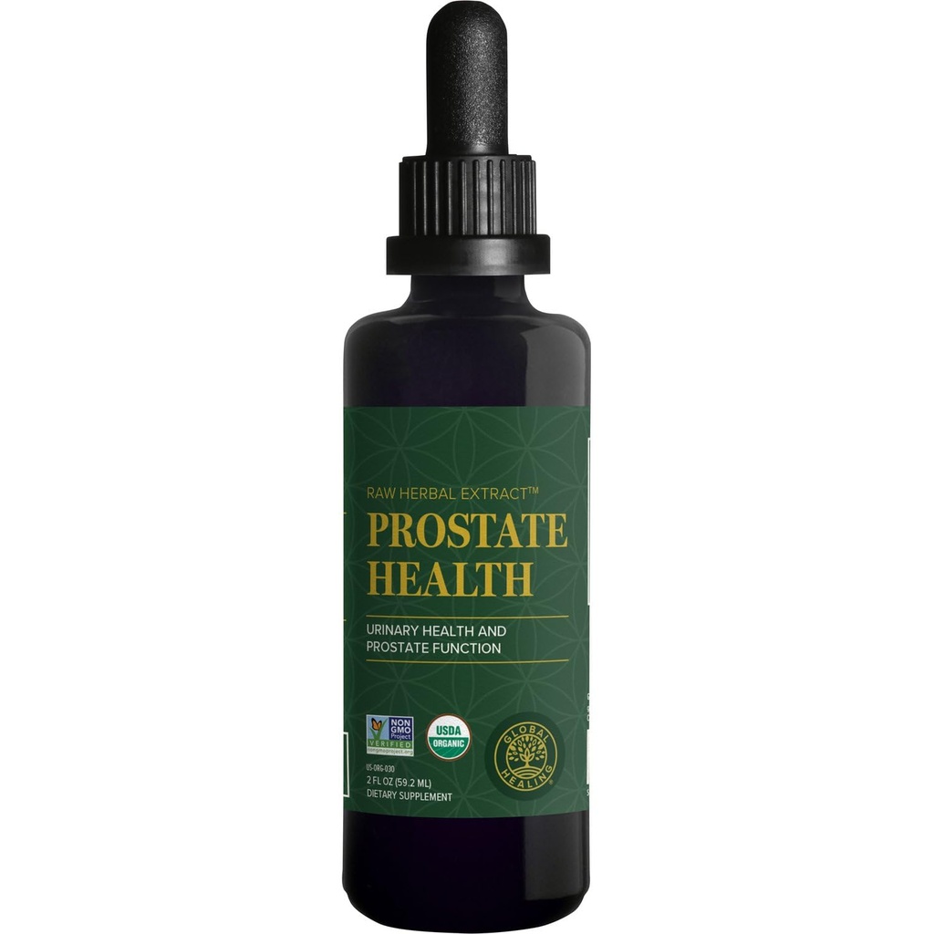 Global Healing Organic Prostata Health - Herre sundhed supplement - Prostata Kosttilskud Hjælp Urinary Bstige Control, Hyppig vandladning Relief reducerer Badeværelse Trips - 2 Fl Oz