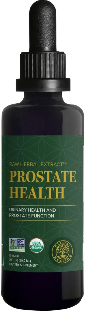 Global Healing Organic Prostata Health - Herre sundhed supplement - Prostata Kosttilskud Hjælp Urinary Bstige Control, Hyppig vandladning Relief reducerer Badeværelse Trips - 2 Fl Oz