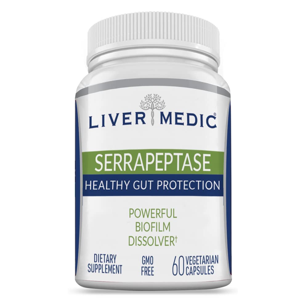Serrapeptase Pure fordøjelsesfremmende proteolytiske enzymer Enteric Coated Premium Sund Gut Protection og Vegansk Lever Support for Sinus, Luftveje og Gut Sundhed NonGMO (60 Caps)
