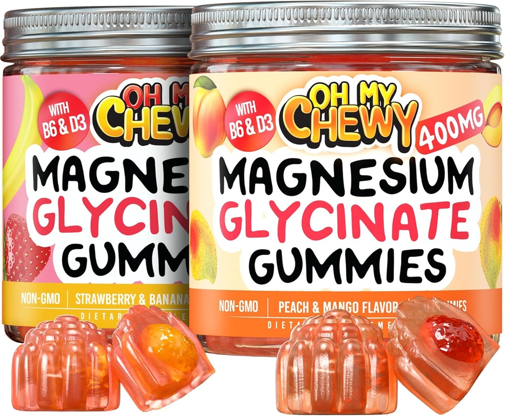 Magnesium Gummies Bundle - 2 flasker (60 Hver) - Jordbær Banana & Peach Mango