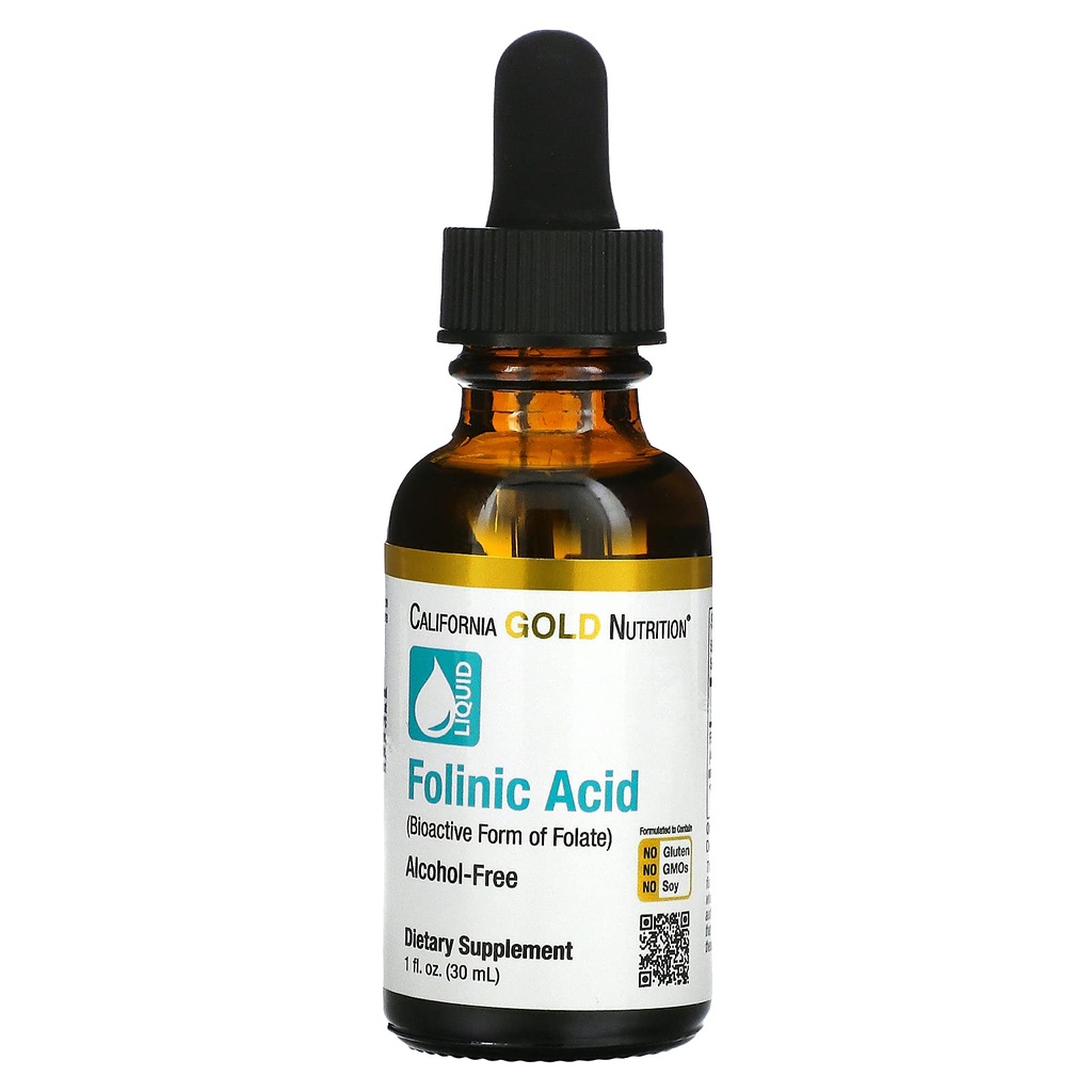 Folinsyre, bioaktiv form af folat fra calciumfolinat, alkoholfri, 1 fl oz (30 ml)