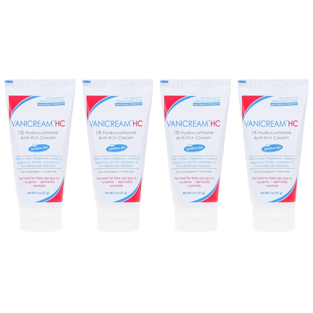 Vanicream HC 1% Hydrocortison Anti- Itch Cream - 2 oz, pakning med 4