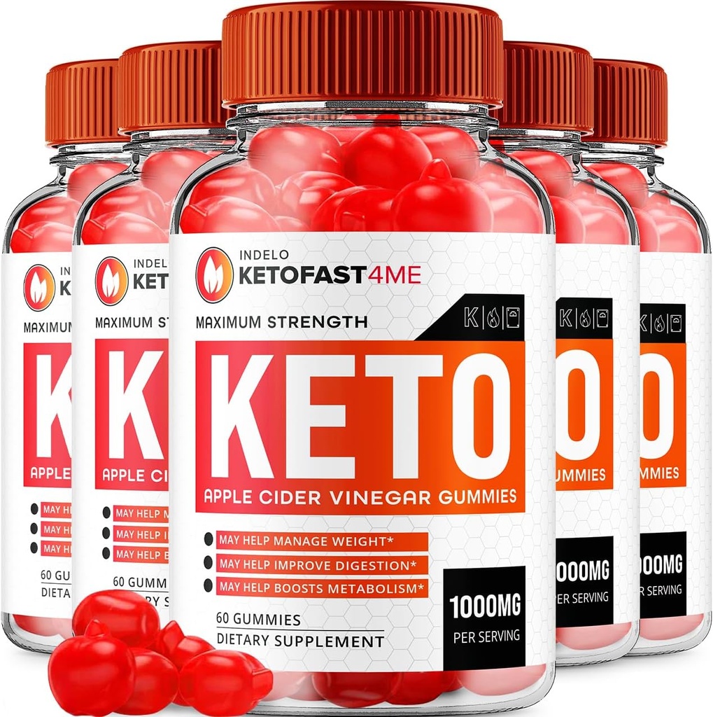 (5 Pack) KetoFast4Me ACV Gummies Advanced, KetoFast 4 Me ACV Gummies Apple Cider Vinegaard Keto Fast 4 Me Vægt Management ACV Gummies Keto Fast4Me Anmeldelser Vitamin B12 Keto + acv, 1000mg (300 Gummies)