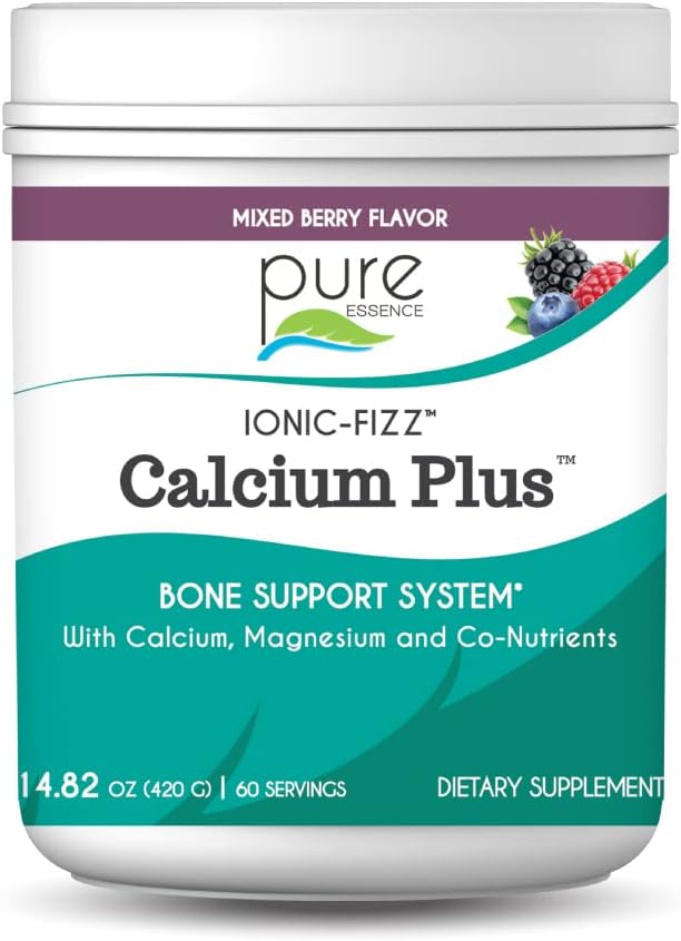 Ionic Fizz Calcium Plus fra Pure Essence - Perfekt Calcium / Magnesium Ratio med vitamin A, B, C, D og Kalium Strong Bones - Blandet Berry - 14.82 oz
