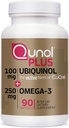 Qunol Plus Ubiquinol CoQ10 100mg med Omega 3 Fiskeolie 250 mg, Ekstra styrke Antioxidant supplement, 90 Tæl