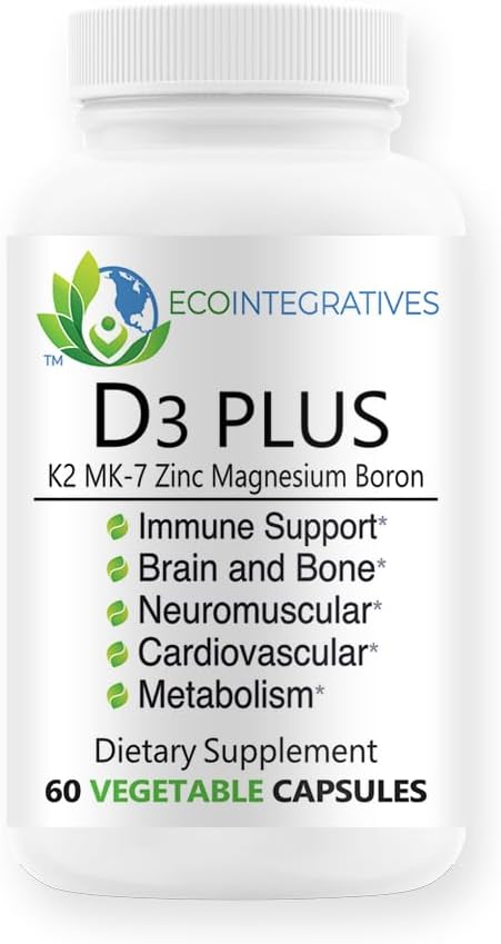 D3 Plus Boron Vitamin K2 Magnesium Zink understøtter kardiovaskulære nerver Muskler Knogler Tænder Gums Immun sundhed Væske Reparation Balance Hormon Metabolisme 60 Veganske hætter