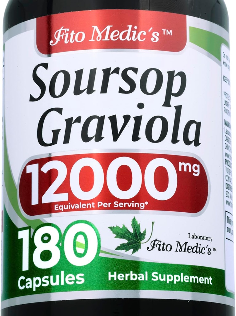 FITO MEDIC 'S Lab: 124; Soursop: 124; 180 Kapsler: 124; 12000 mg: 124; graviola: 124; koncentreret ekstrakt: 124; Ultra: høj absorption.