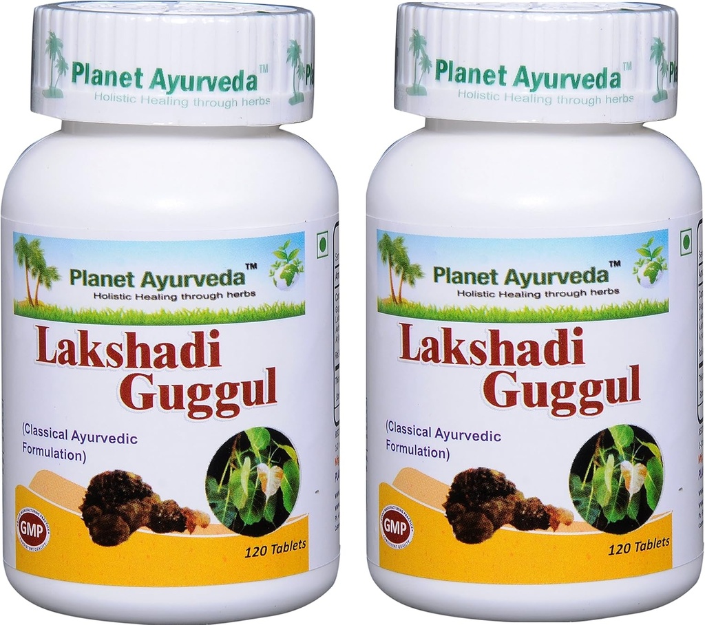 Planet Ayurvda Lakshadi Guggul - Urtetabletter, 100% Natural - 2 flasker (Hver flaske indeholder 120 tabletter)