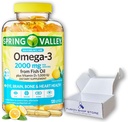 Omega 3 2000mg softgel- Fish Oil, 120ct (pakke med 1), Boxed by Fusion Shop Store