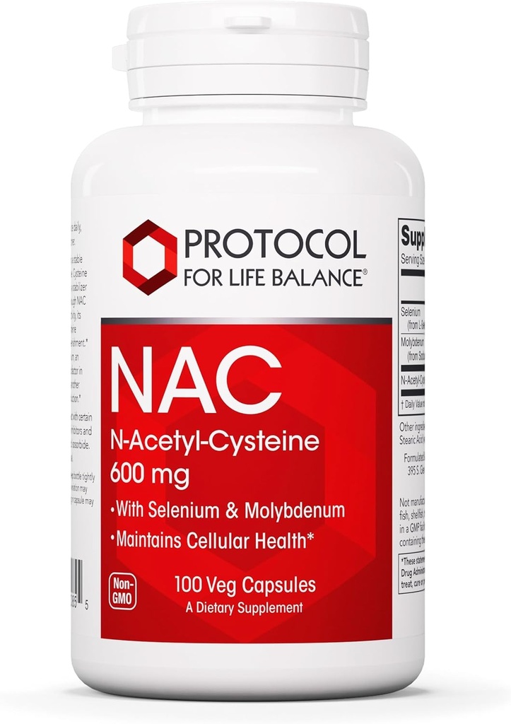 Protokol NAC med Selen og Molybdæn - Glutathion, Brain, og Lung - 100 Veg Caps