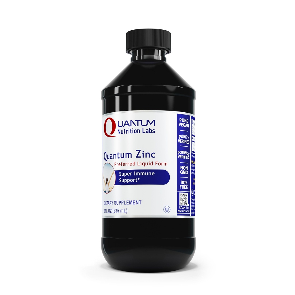 Quantum Nutrition Labs Liquid Zink Supplement Drops - Zink Sulfate Tinktur for voksne, 25mg per servering, Metabolisk funktion & immunforsvar - 8 Fl Oz flaske