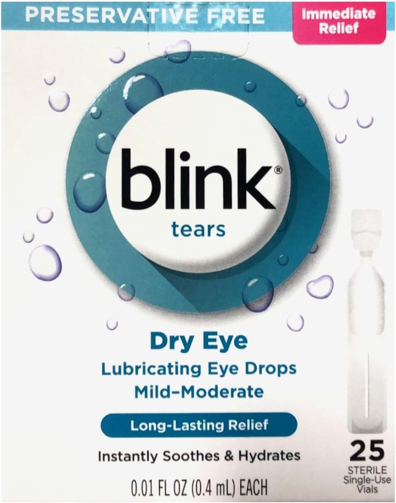 Blink Tårer smøremiddel øjendråber Mild- Moderate tørre øje, 25 Pk - 0,01 oz, pakke med 2