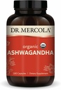 Dr. Mercola Organic Ashwagandha - Understøtter energiproduktion & binær sundhed - 800 mg per servering - Non-GMO, Gluten- Free & Soy- Free - Certified USDA Organic - 180 kapsler (90 Servering)