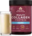 Ancient Nutrition Collagen Peptider Powder, Multi Collagen Protein, Kvinder & Mænd, C-vitamin, Probiotika, Hydrolyseret Collagen, Understøtter hud, Joints, Gut Sundhed, Vanilla, 45 Servere