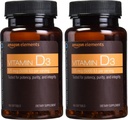 Elementer D3- vitamin, 5000 IE, 180 Softgels, 6 måneders forsyning (Packaging May Vary), understøtter stærke knogler og immunforsvar (pakke med 2)
