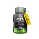 ORZAX Black Seed Oil Cold Pressed 100% Pure Measures 124; Non- GMO - Rich in Omega 3 6 9 & Thymoquinone Measures 124; Black Cumin Nigella Sativa Oil for immunforsvar, hår, hud, ansigt (500 mg - 60 Softgel Capsules)