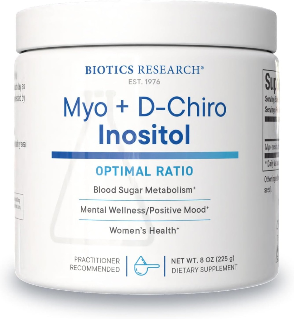 Bioteknologi Forskning Balanceret B8 Pulver, Myo inositol og D Chiro inositol, 40: 1 Ratio, Kvinders Sundhed, Neurale Kommunikation, Fat Metabolisme, Vaskulære Sundhed, Hårvækst 8 Ounces