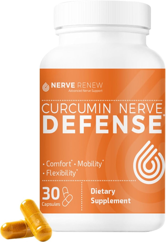 NERVE RENEW Curcumin Nerve Defense med Meriva Curcumin Phytosome til Komplet Nerve Nourisation og Comfort - Optimeret Curcumin med Black Pepper Extract - 30 kapsler