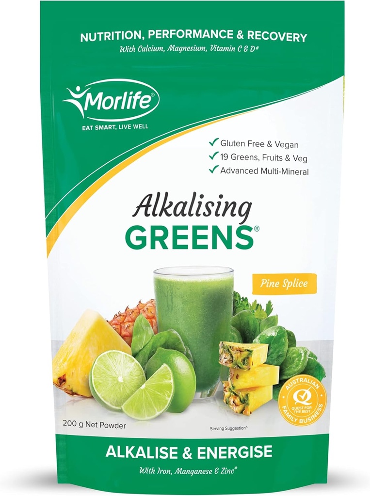 Morliv Alkaliserende grønne pulver supplement, Pine Splice, 19 Super Grønne, Frugt og grøntsager, Pre & Probiotika, Key Alkaliserende Mineraler, Vegetarisk Superfood Formel, 7 oz, 20 Servere