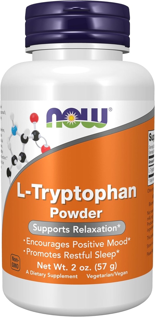 Now Foods Supplements, L- Tryptophan Powder, Free- Form, Understøtter Afslapning *, Aminosyre, 2 - Ounce