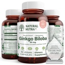 Naturlig Nutra Ginkgo Biloba, Forbedrer cirkulation til hjernen og øger hukommelse, øger ilt flow, og forbedre hjernefunktion, Support Nerve Sundhed, Vegan og Gluten Free, (60) Kapsler