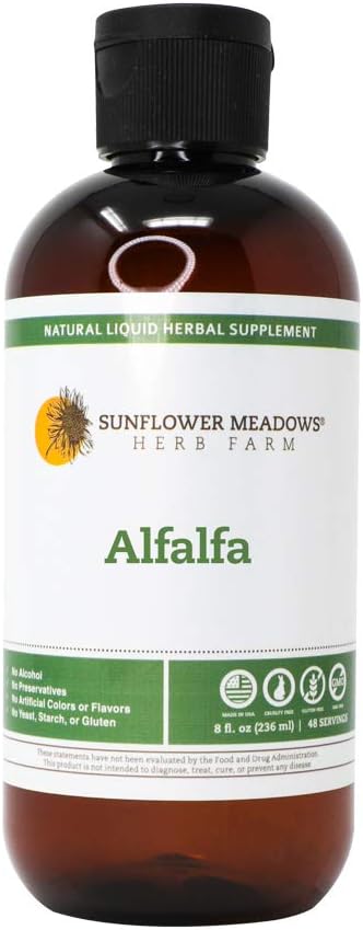 Alfalfa Flydende Herbal Supplement - 8oz- Alkohol- Gratis, Non- GMO, Lavet med økologiske ingredienser