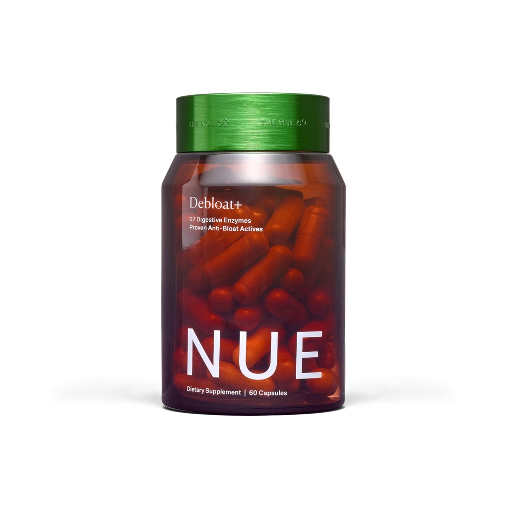 Nue Co. DEBLOAT + Supplement, Bloating, lindrer Gas og abdominal smerte, Immunitet Support, Forbedrer Gut Health, Vegan, Gluten Free, 60 Kapsler