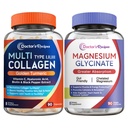 Lægens opskrifter Multi Collagen Complex & Magnesium Glycinate Bundle, hele kroppen Foryngelse, Relax & Relief, Collagen Kapsler 90 ct & Magnesium Kapsler 90 ct