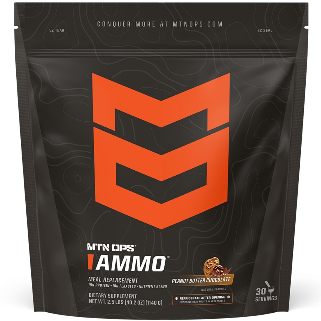 MTN OPS Ammo Protein Powder Meal Erstatning Shake for Lean Muscle Building, 28 Servere, Peanut Butter Chokolade